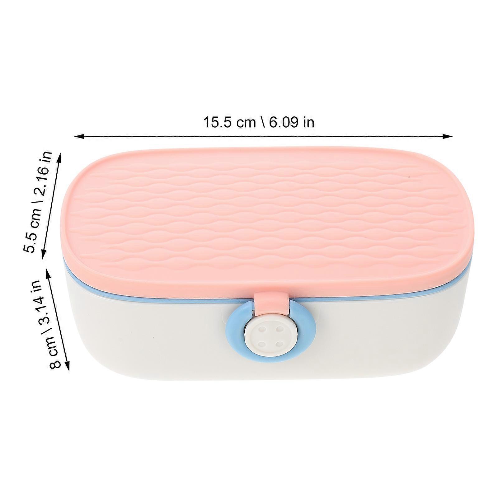 Portable Needlework Box for Storage Use Pink Sewing Thread Box