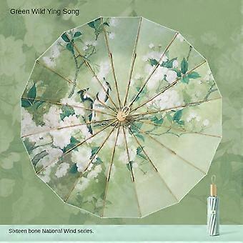 16-rib Three-fold Enlarged Sunshade Color Glue Sun Protection Anti-UV Sun Umbrella for Both Rain and Shine