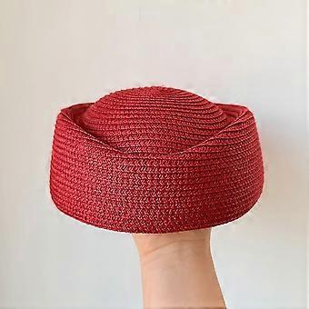 Kesämuoti paperinen olkihattu, pisaranmuotoinen hattu, lentoemännän baretti, aurinkohattu, lentoemännän vintage-hattu, lasten myssy