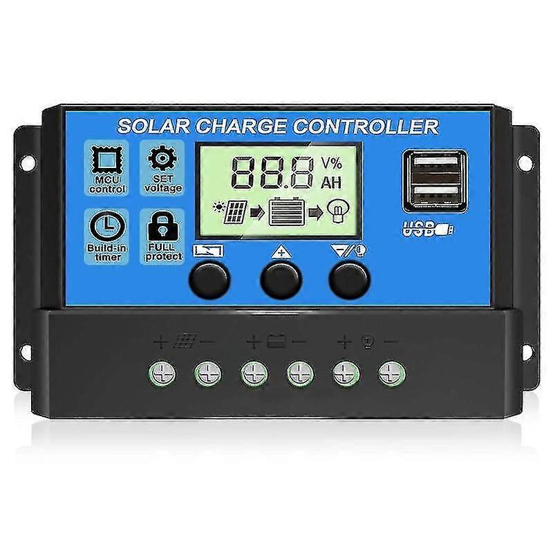 Solar Charge Controller 10a/20a/30a Solpanel Batteri Intelligent Regulator