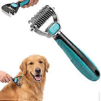 Dubbelzijdige kam voor huisdierverzorging, roestvrijstalen ontklittingsborstel voor honden en katten, ontklittingsborstel voor lang haar, verwijdert klitten en knopen