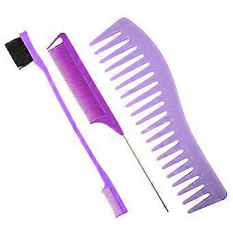 Hair Styling Combs Purple Plastic Hair Brush for Hairdressing Use 6Sets