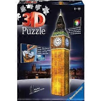 3D Big Ben illuminated puzzle - Ravensburger - Monument 216 pieces - without glue - with color LEDS - From 8 years old