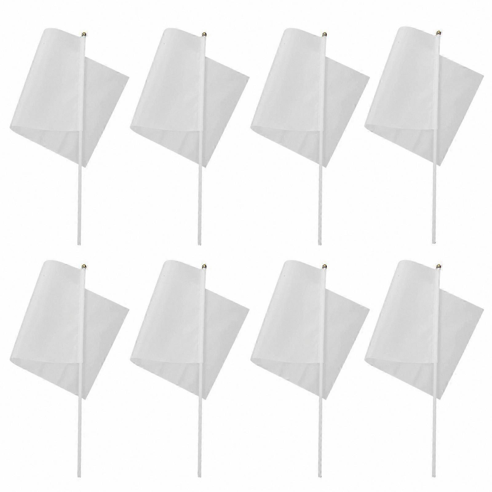 Handheld Flags, 50 Pcs White Polyester Flags for Festival Decorations
