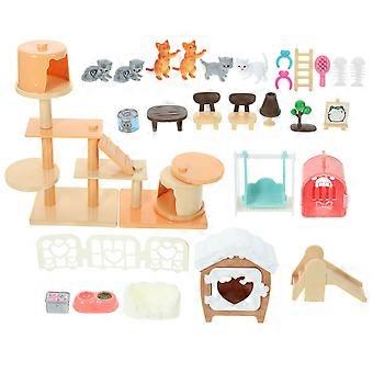 Pretend Play Toy Set Plastic Cat Figures Playset for Toddlers 1Set Pretend Cats