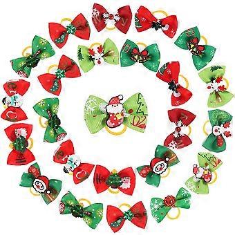 Christmas Pet Dog Hair Bow for Grooming 50Pcs Assorted Color Fabric Hairbows