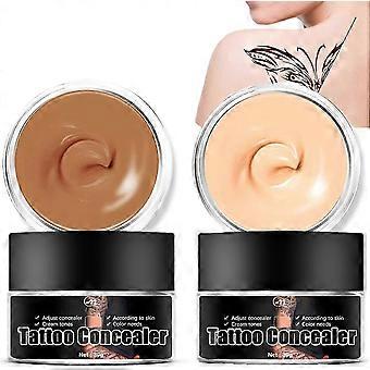 Tattoo Cover Up, Invisible Waterproof Concealer, Long Lasting Professional Skin Makeup Concealer for Body Leg Tattoo, Scars, Dark Spots 2 Colors 30g