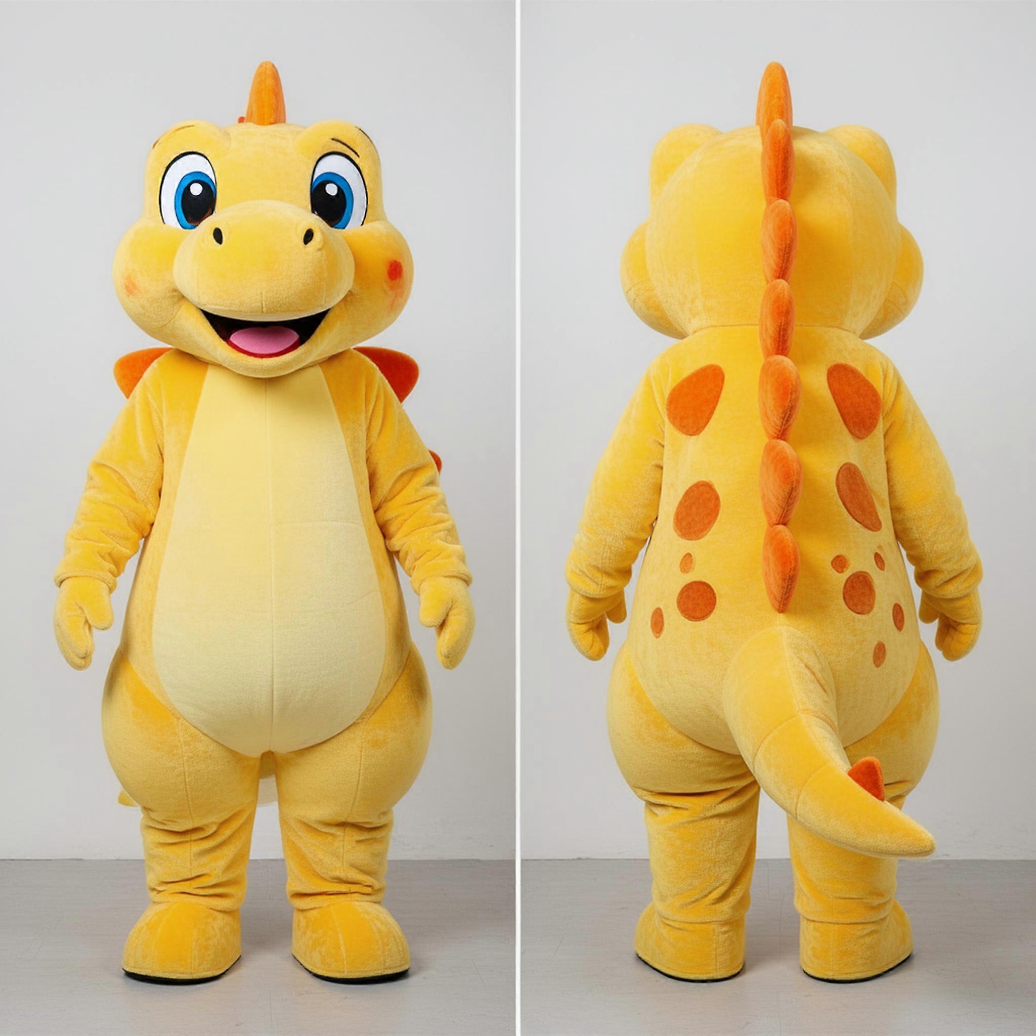 MASTICOT Yellow Cheerful Stegosaurus Mascot