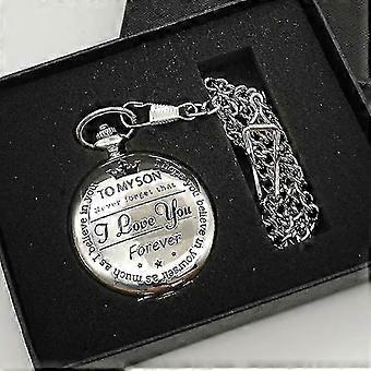 Quartz Pocket Watch with Chain Stainless Steel Case Round Analog Dial Antique Style Vintage for Men Women