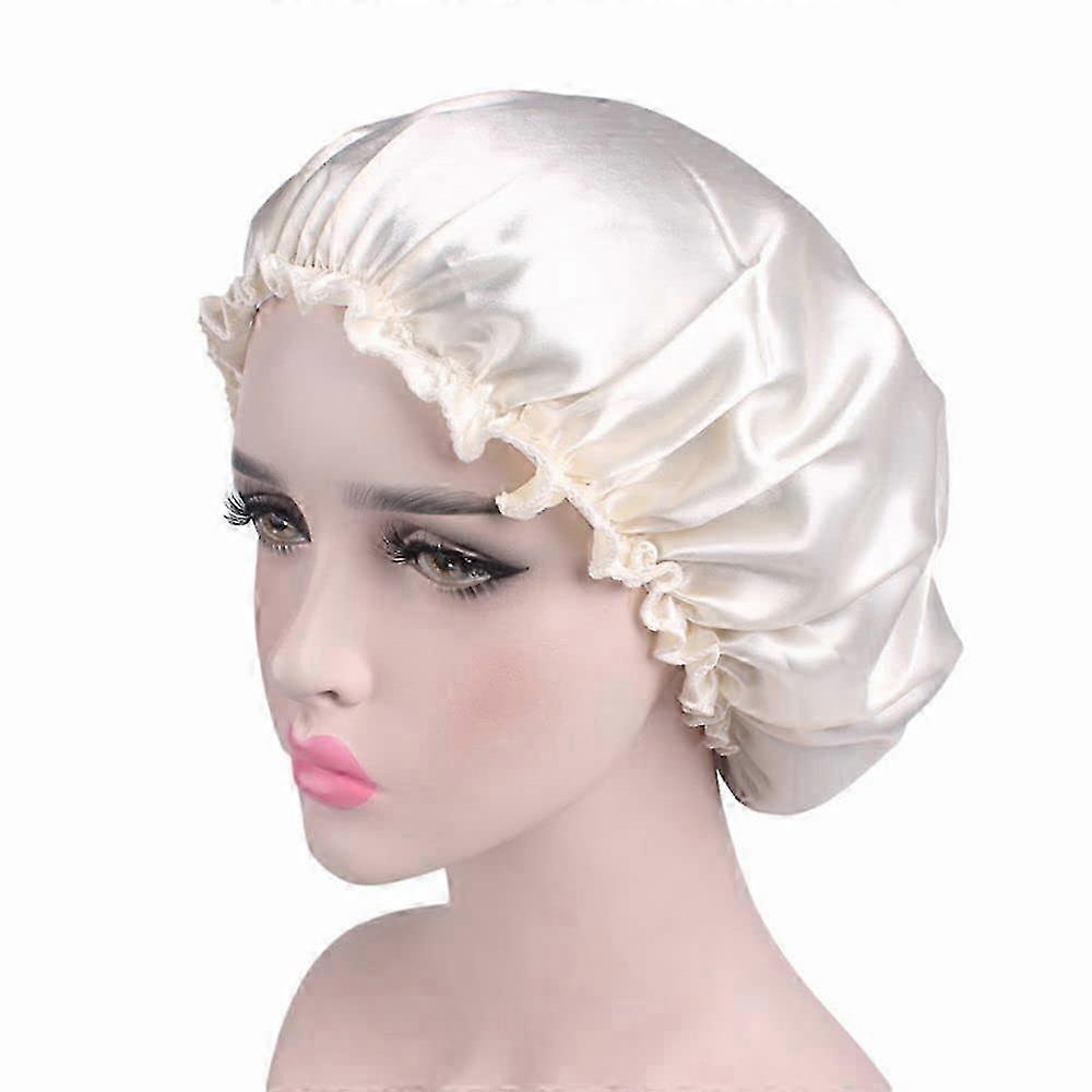 Adjustable Satin Sleep Cap Beige