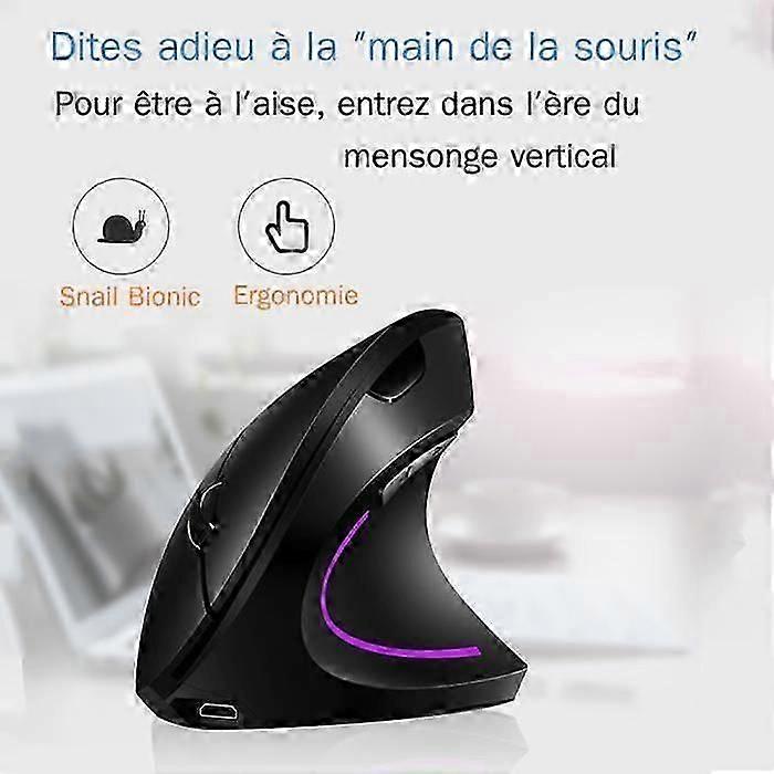 Black 6-Key Wireless Vertical Mouse, Vertical Wireless Mouse for Laptop Use