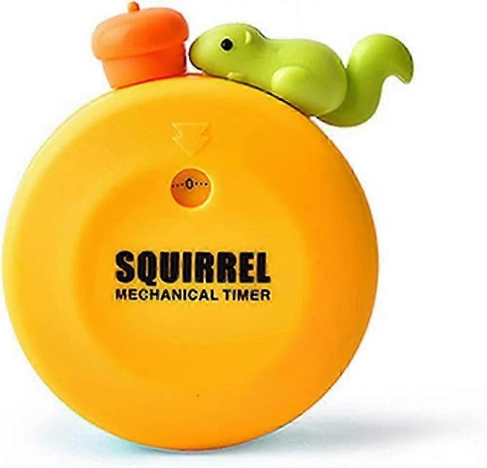 Yellow Cute Squirrel Design 60-Minute Mechanical Kitchen Timer, Manual Countdown Cooking Timer with Built-in Magnet, Kitchen Accessory
