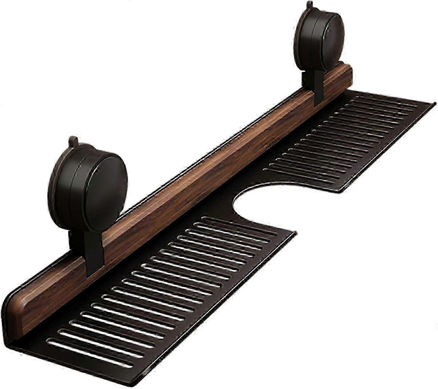 Walnut & Matte Black Faucet Shelf