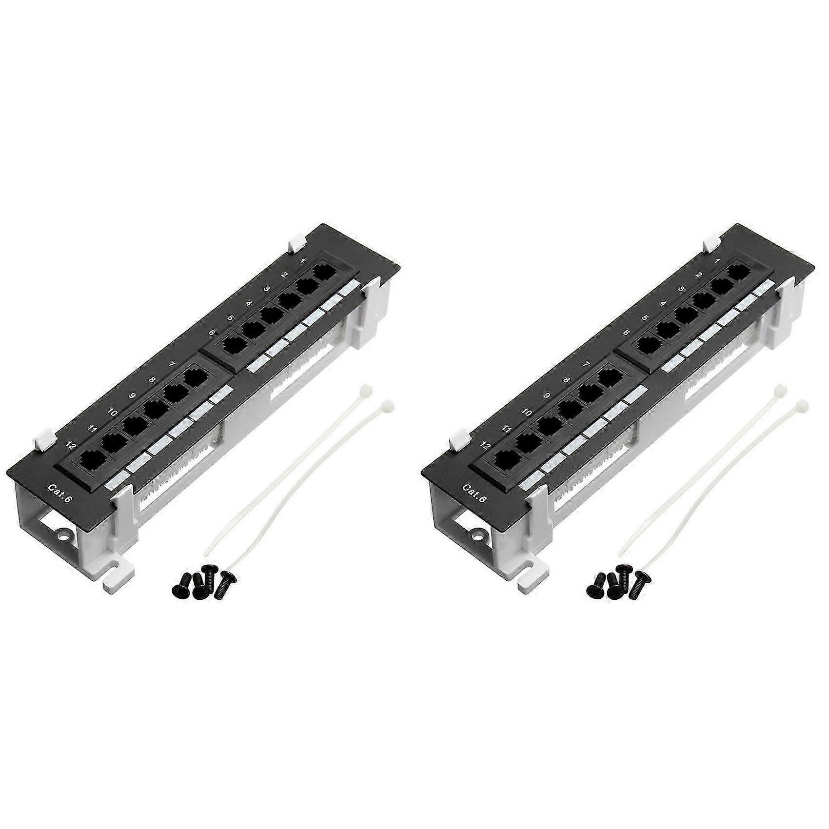 2X Network Tool Kit 12 Port CAT6 Patch Panel RJ45 Networking Wall Mount Rack with Surface Wall Mount Bracket