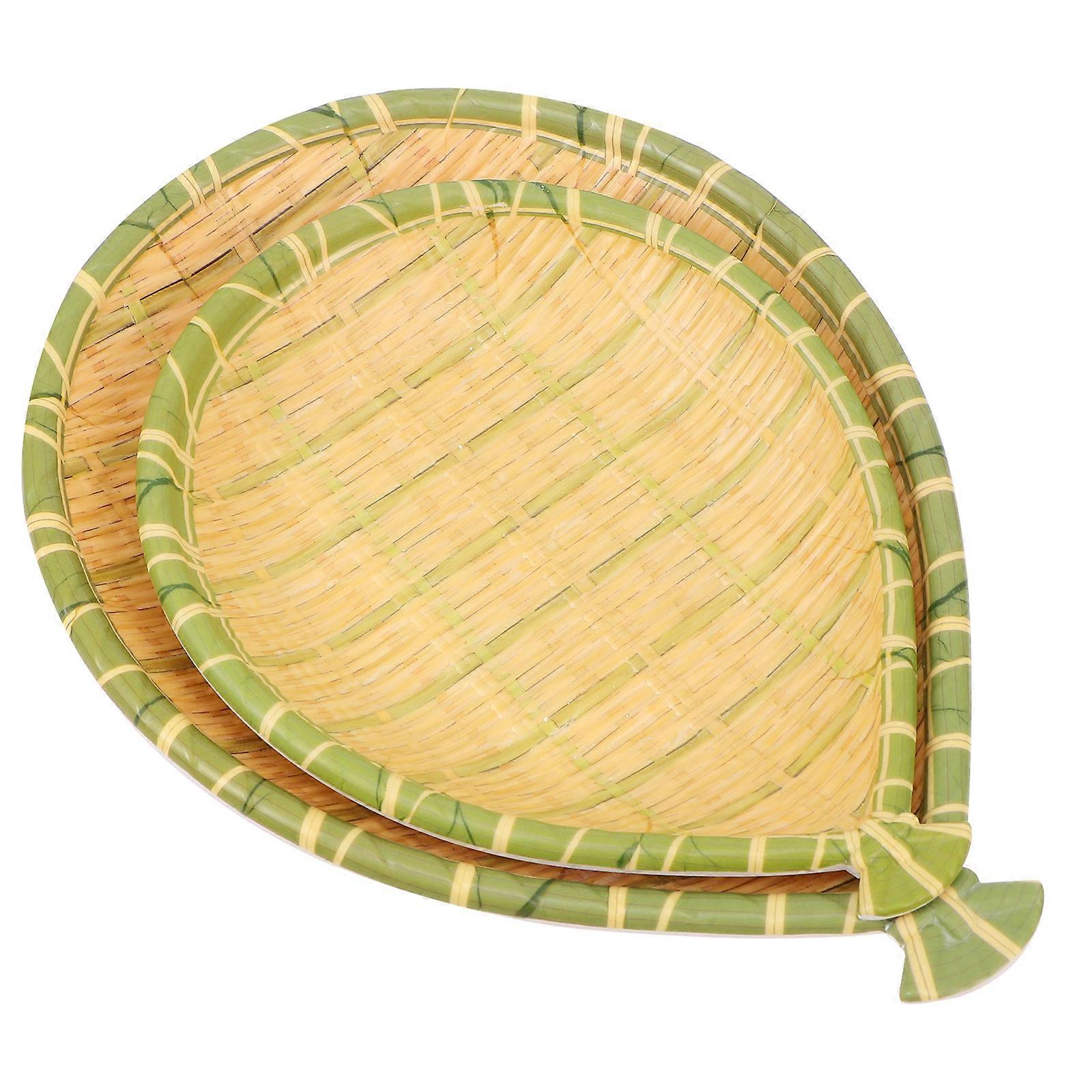 Simulation Bamboo Woven Trays Storage Tray for Kitchen Use 2Pcs
