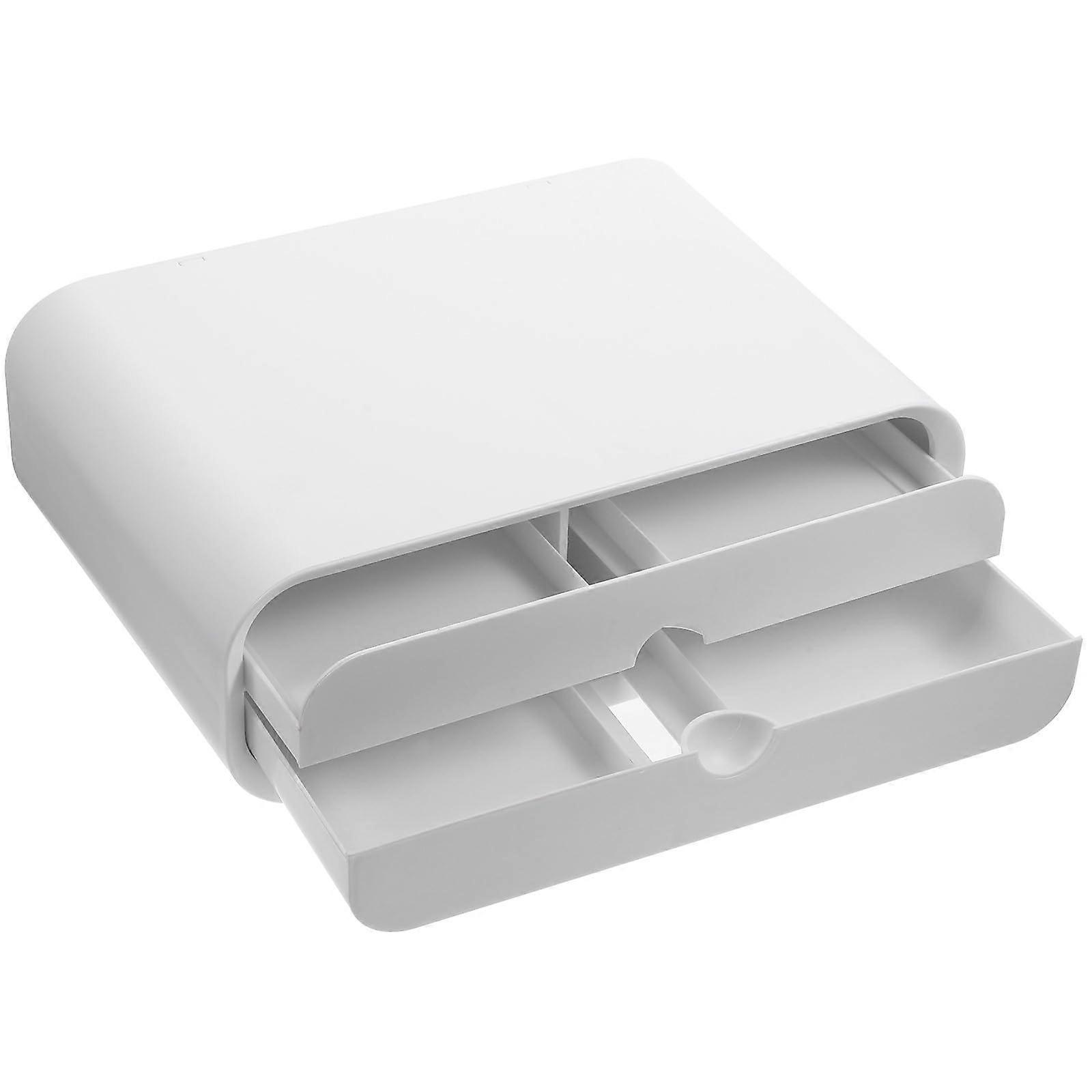Monitor Stand with Drawer, Ergonomic Computer Screen Riser with Sealed Storage, White