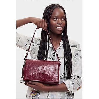 Desigual Half Logo Venecia Burgundy Logo Shoulder Bag 26WAXP80