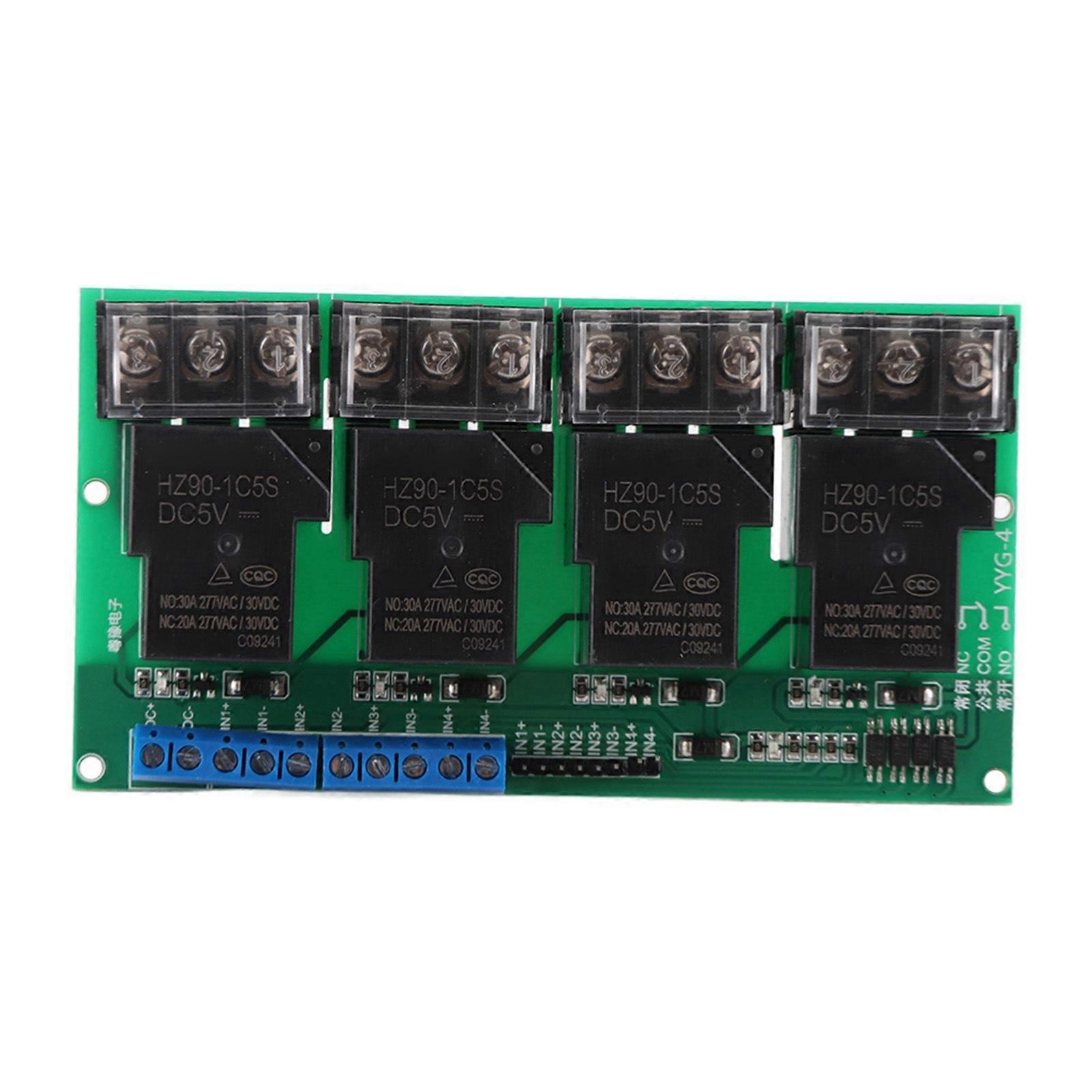 High Power Four Way Relay Module Control Panel Optocoupler Isolation 30A YYG-4 DC5V