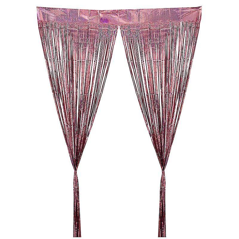 300X100cm Rose Gold Party Streamers & Curtains 1pc Christmas Shiny Background Curtain Rain Curtain B