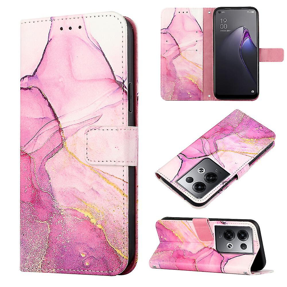Compatible With Oppo Reno 8 Pro 5g Case Premium Leather Marble Pattern Magnetic Clasp Card Slots Cover