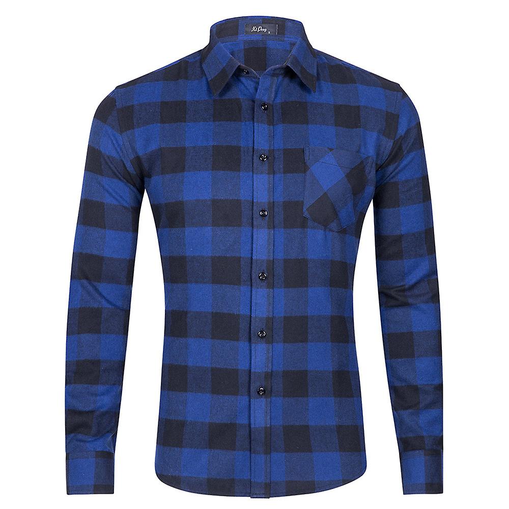Mens Long Sleeve Single Pocket Checked Shirt