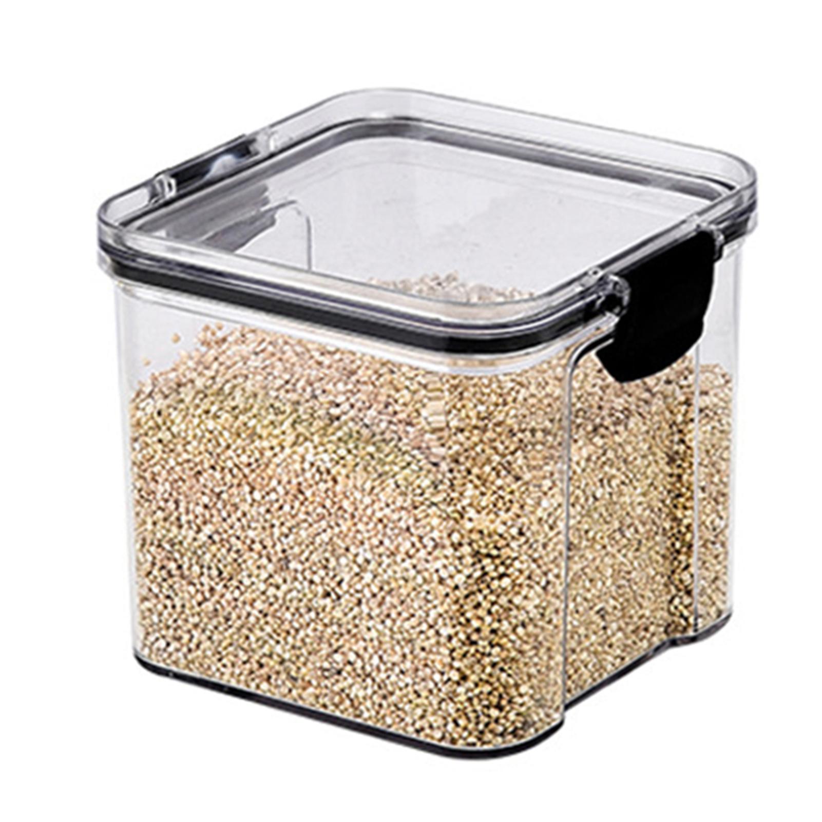 Square-Shaped Transparent Beans Container Dustproof Moistureproof Bottles Kitchen Storage Supplies