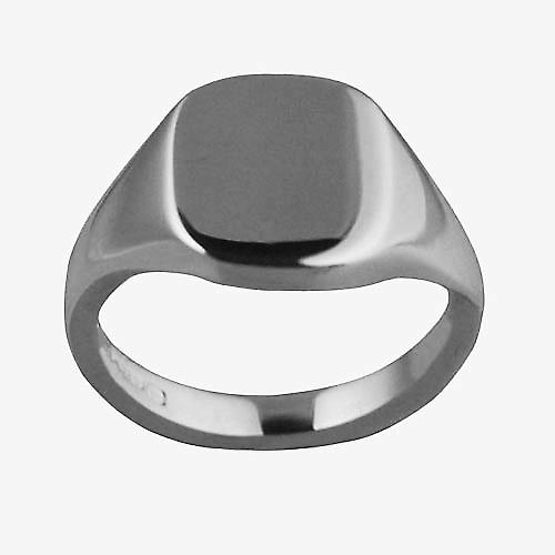 Platinum 950 12x10mm solid plain cushion Signet Ring Size S