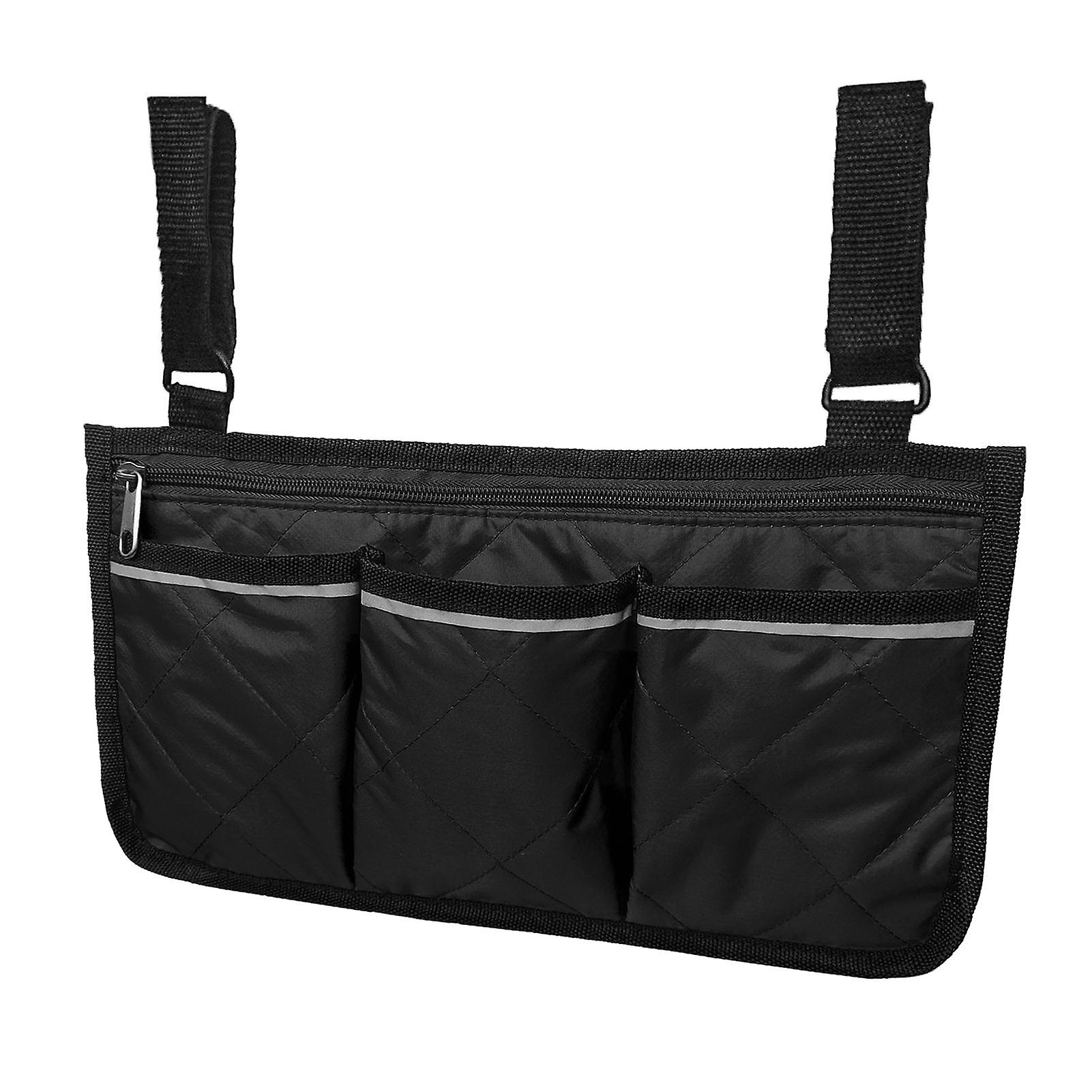 Wheelchair Armrest Side Bags with Reflective Strips Wheelchair Side Hanging Storage Bag Pouch for