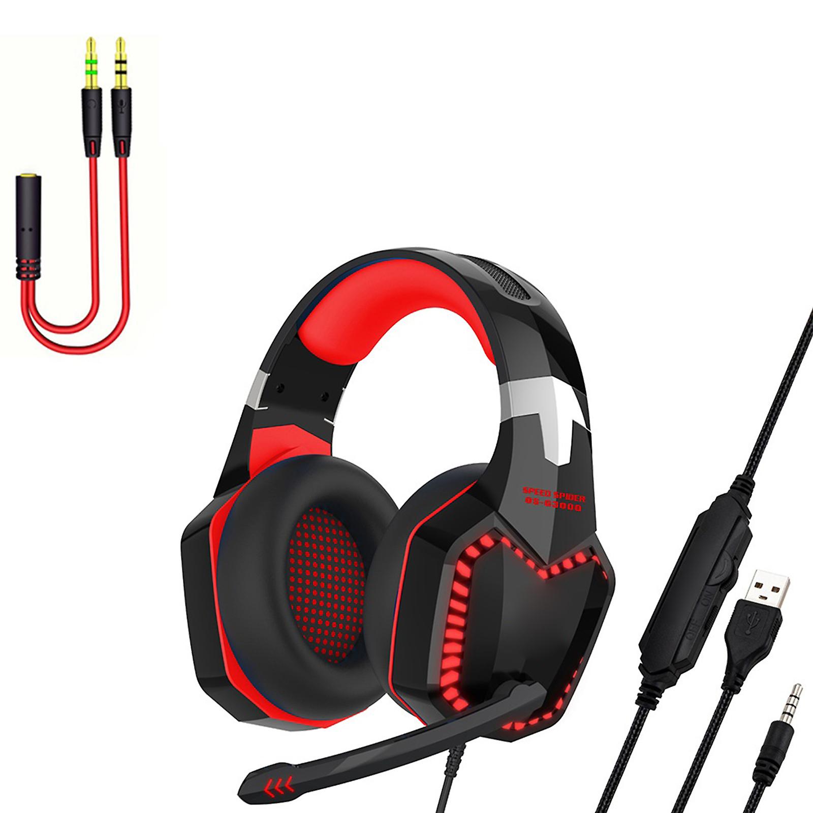 Cool Backlight Over-Ear Headset Wired Gaming Headphone for Computer Tablets