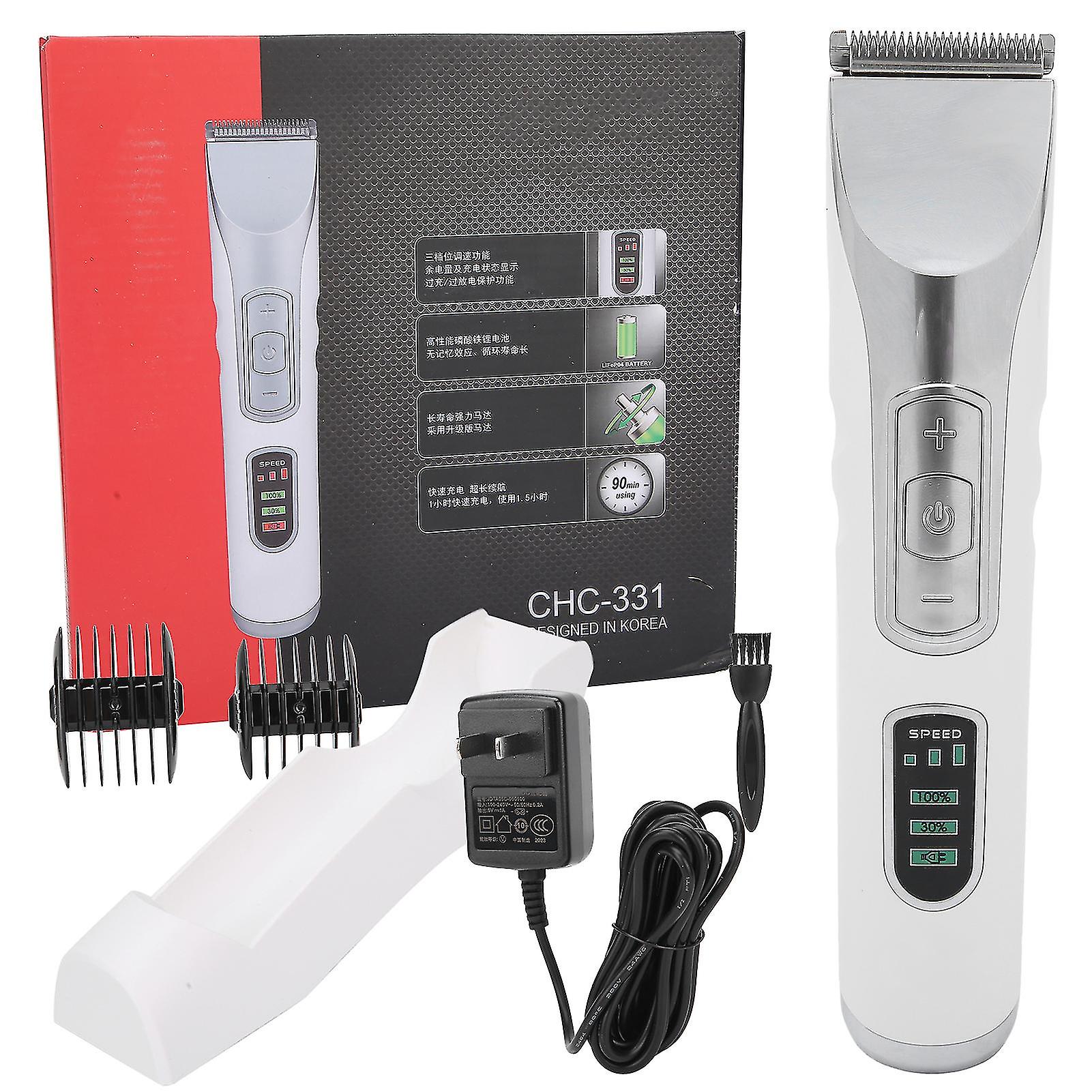 Men Electric Hair Clipper 2 Guide Combs Hair Trimming Cutting Tool Us Plug 100240v