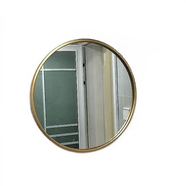 مرآة حمام مستديرة ذهبية 50 سم ، مرآة مكياج ، مرآة حديدية مثبتة على الحائط في الحمام