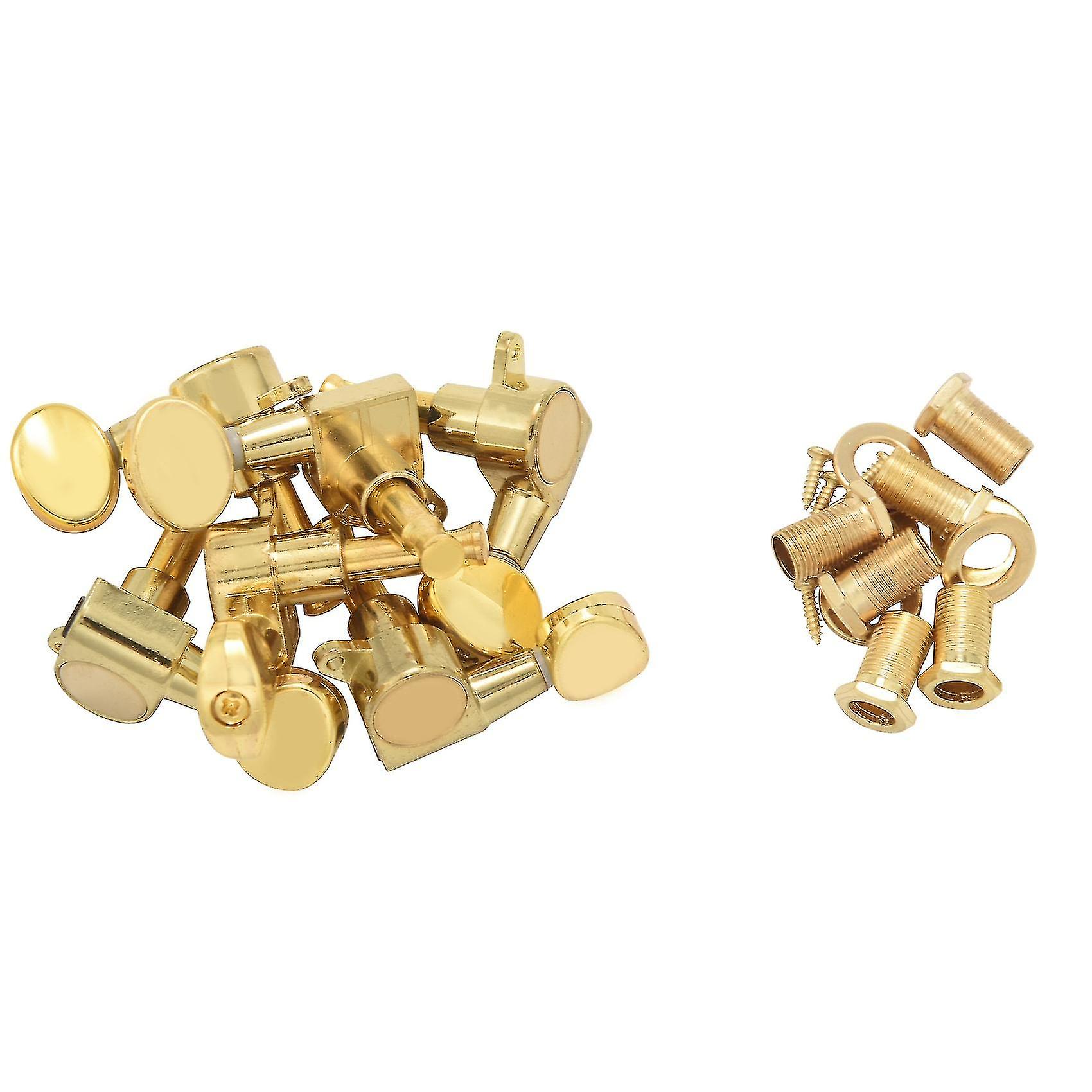 6 Guitar Tuning Pegs Verrouillage Touches Guitar Strings Button 3l + 3r Gold
