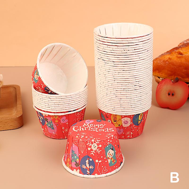 50pcs Χριστούγεννα Cupcake Santa Snowman Pattern Muffin Cupcakes Liner Χάρτινα Κύπελλα