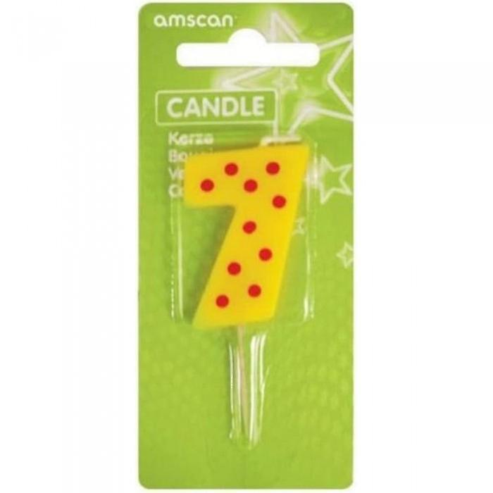 Amscan numéro 7 Dot et Stripe bougie