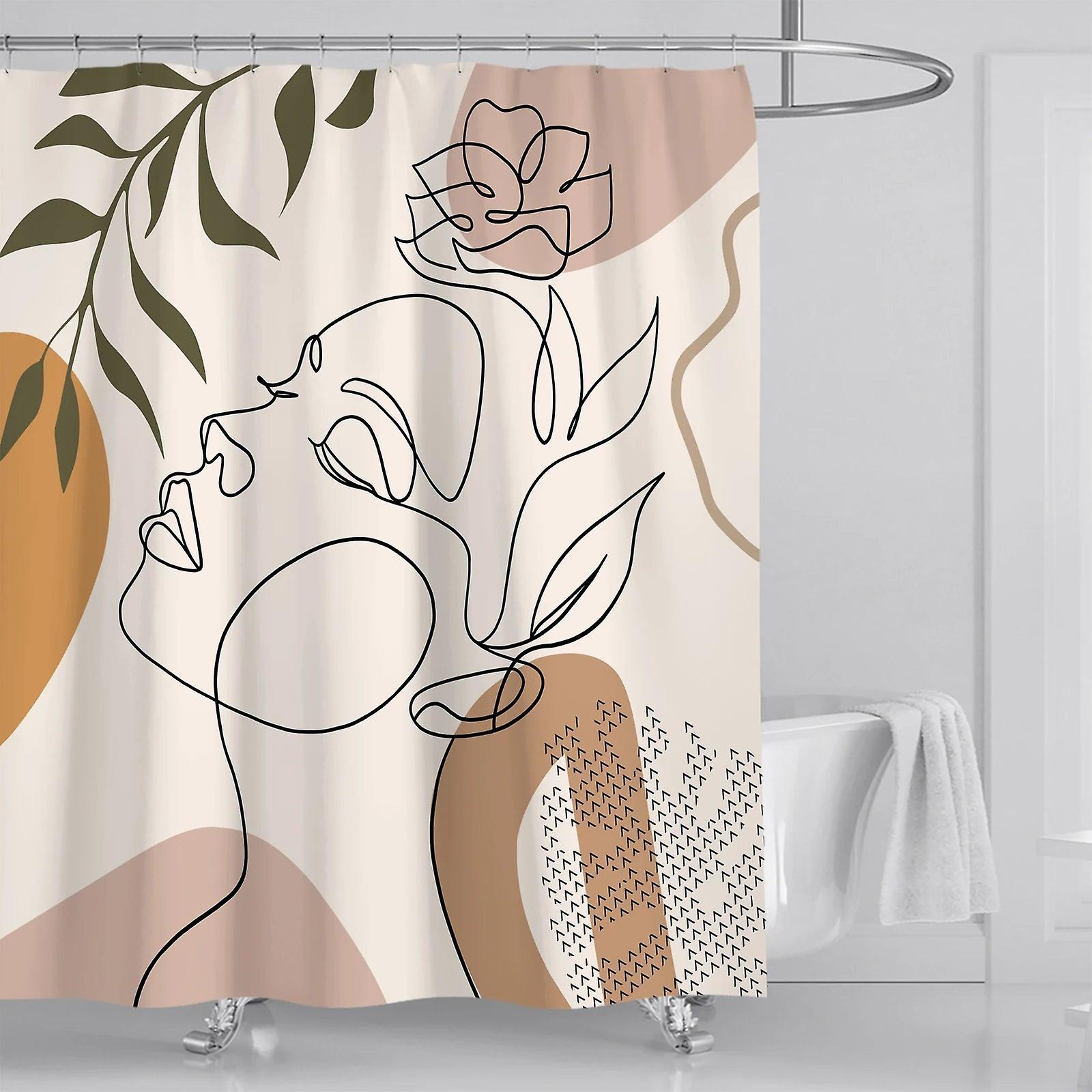 Bathroom Abstract Bohemian Shower Curtain Medieval Minimalist Art Polyester Fabric Shower Curtain 180 * 180cm With 12 Hooks