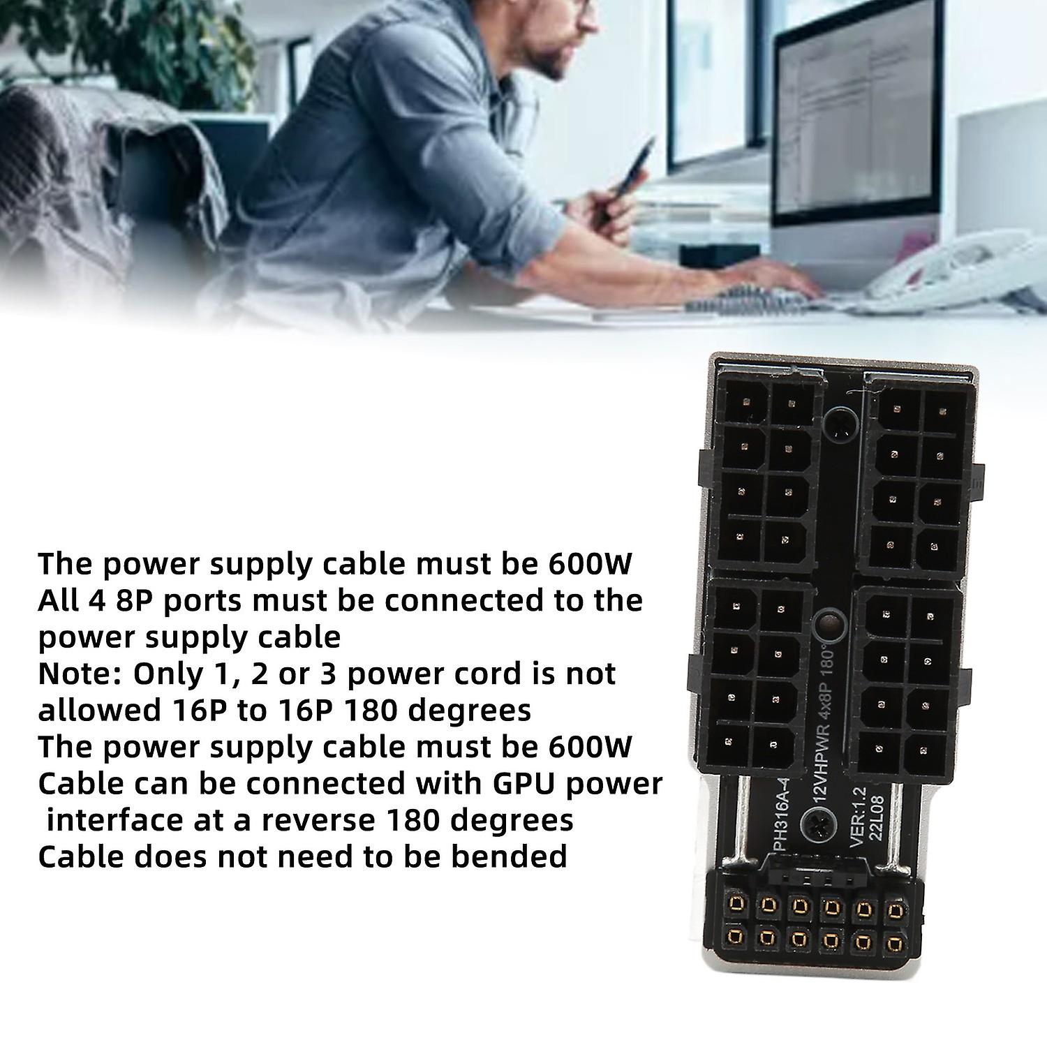 GPU-Netzteilplatine 180 Grad 4x8P bis 12VHPWR 12P Plus 4P ATX3.0 PCIe 5.0 GPU PCIe Anschluss f