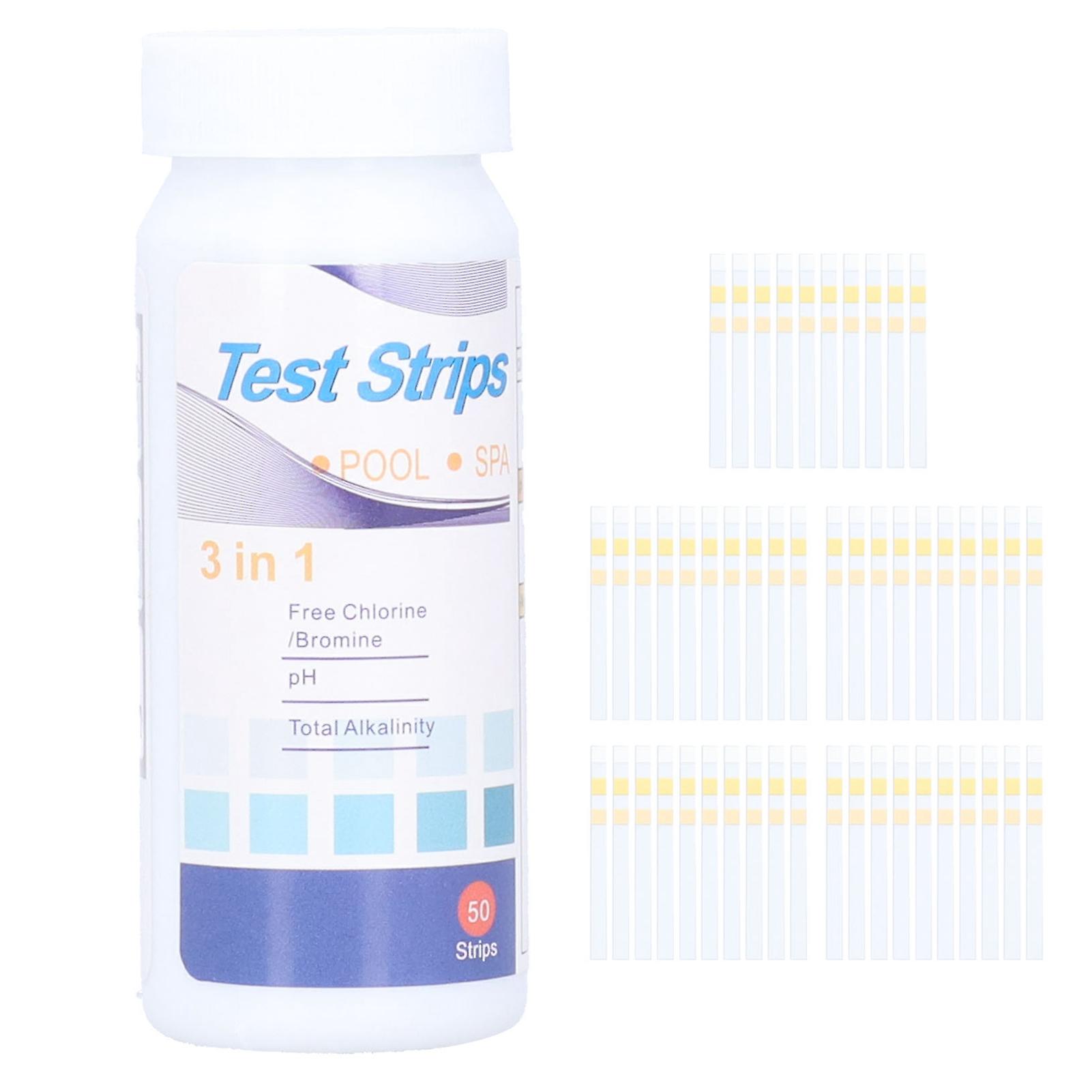 50 Counts 3 In 1 Spa Pool Kits Free Chlorine/Bromine PH Alkalinity Testing Paper