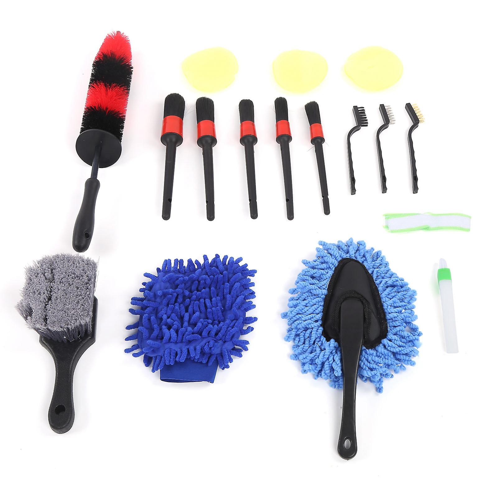 Car detailing brushes 17pcs set for interior exterior cleaning