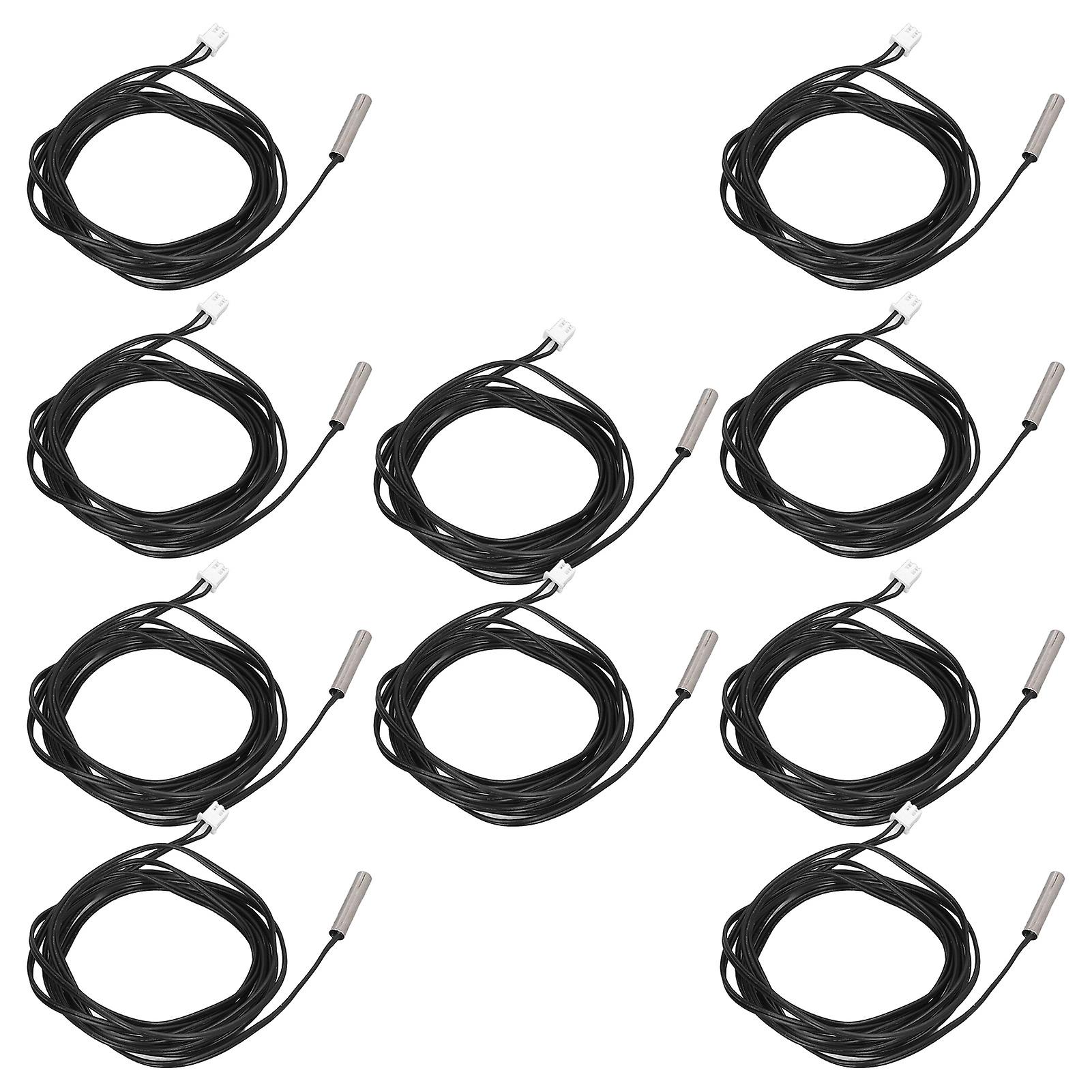 10Pcs Thermistor Sensor NTC Temp Probe 5x25mm Cylindrical Head 2 Meters Cable Length10K B3950