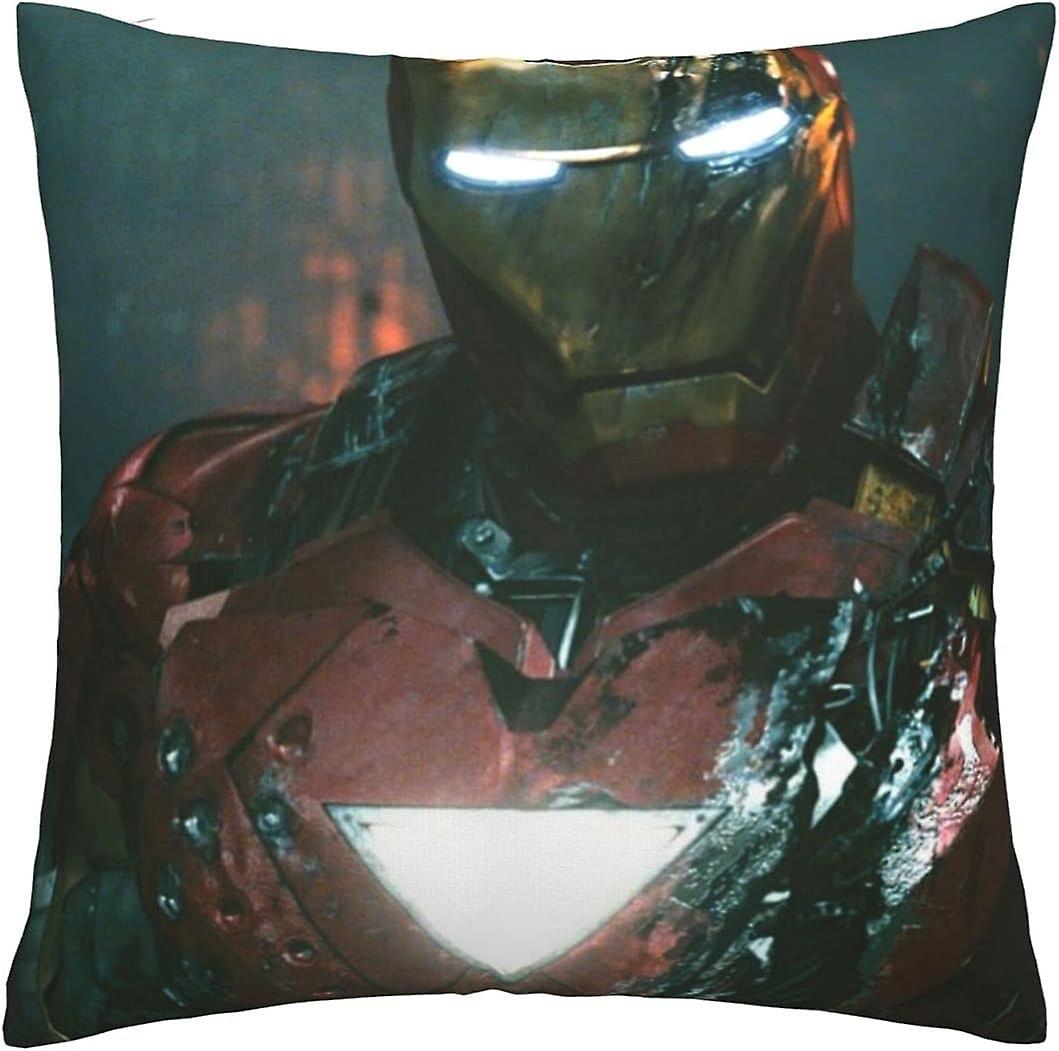 부드럽고 편안한 아이언맨 쿠션 커버 1팩, 45 x 45cm, 화려한 체인 프린트 장식 베개 커버 (B-352)