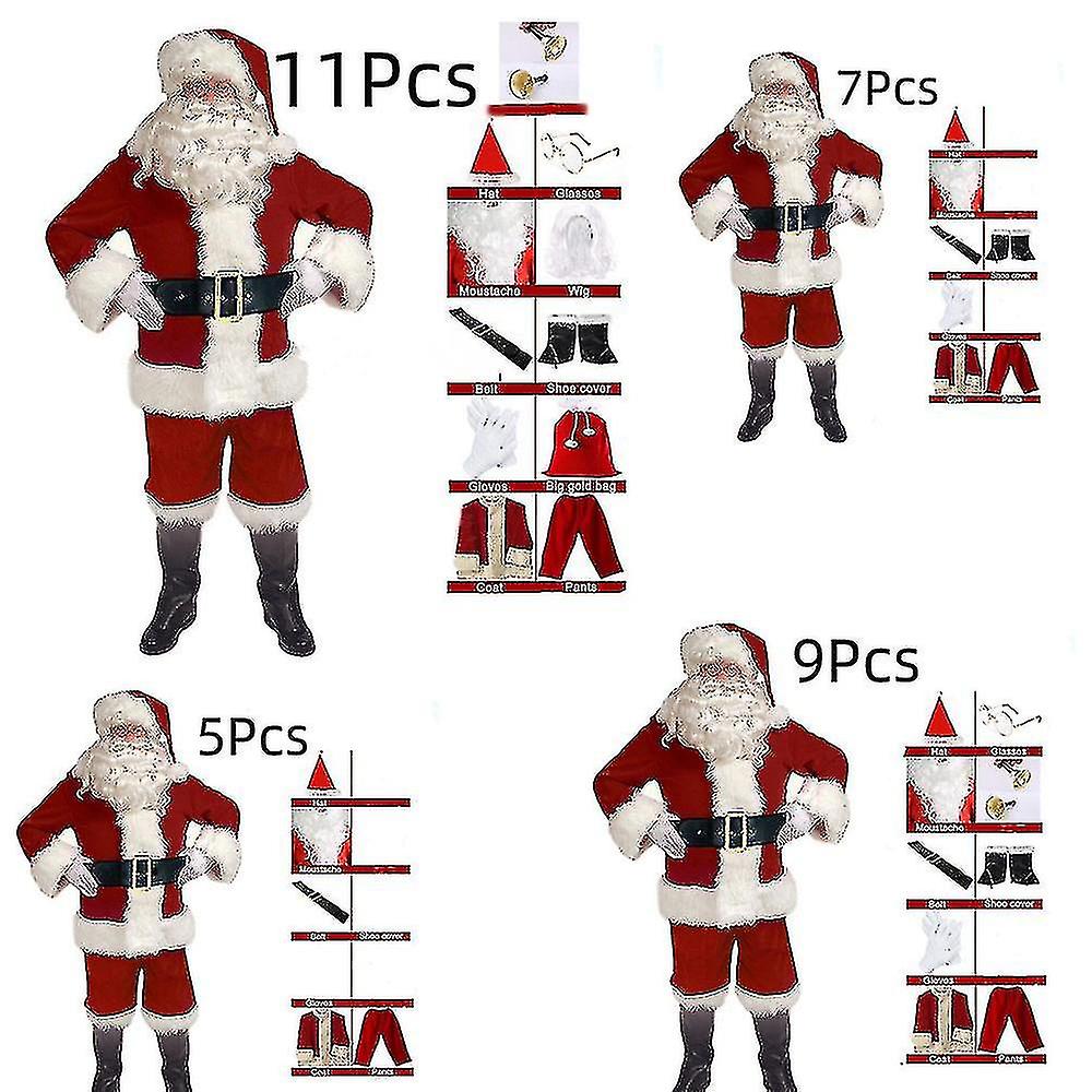 Santa Costume Potalay Men's Deluxe Santa Suit 11pc. Chistmas Adult