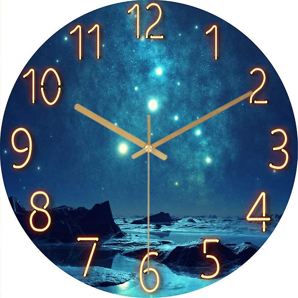 thumbnail image 1 of Reloj de pared silencioso, reloj de pared de 12 pulgadas sin ruido de tictac, galaxia, estrellas, espacio exterior, cielo estrellado, 1 of 3