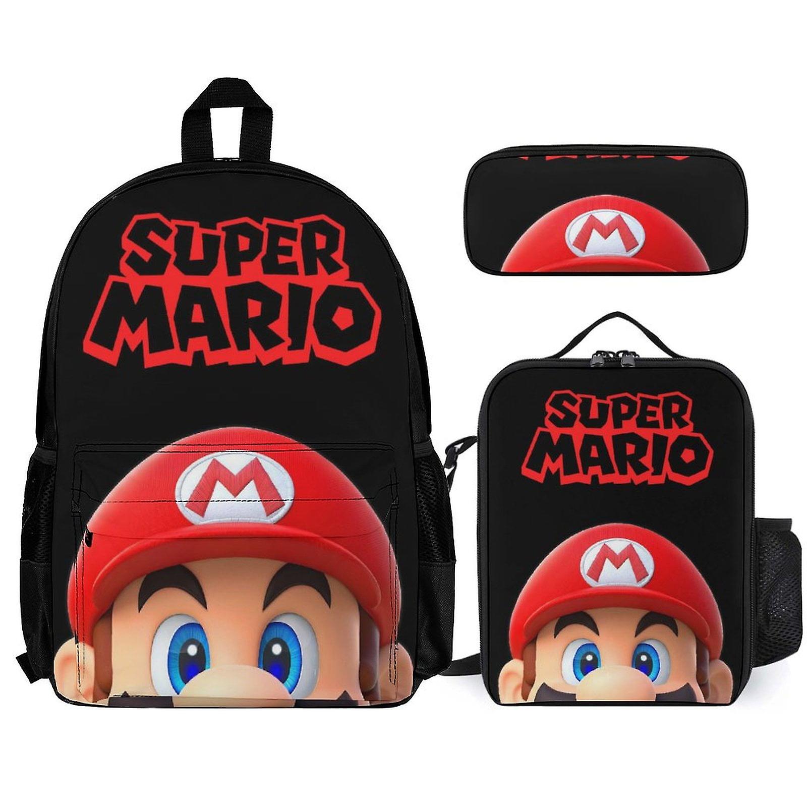 Super Mario Backpack Set, Backpack with Lunch Box And Pencil Case 3pcs Set