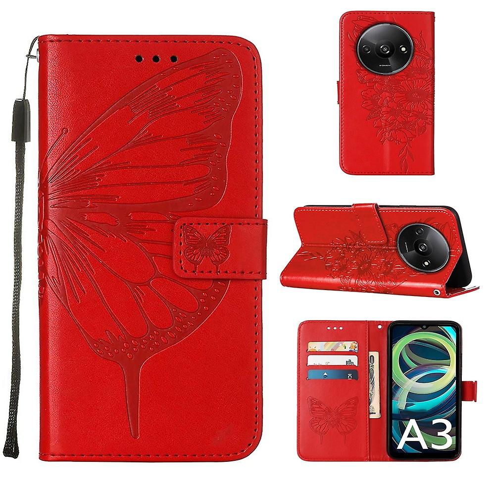 Embossed Butterfly PU Case For Xiaomi Redmi A3