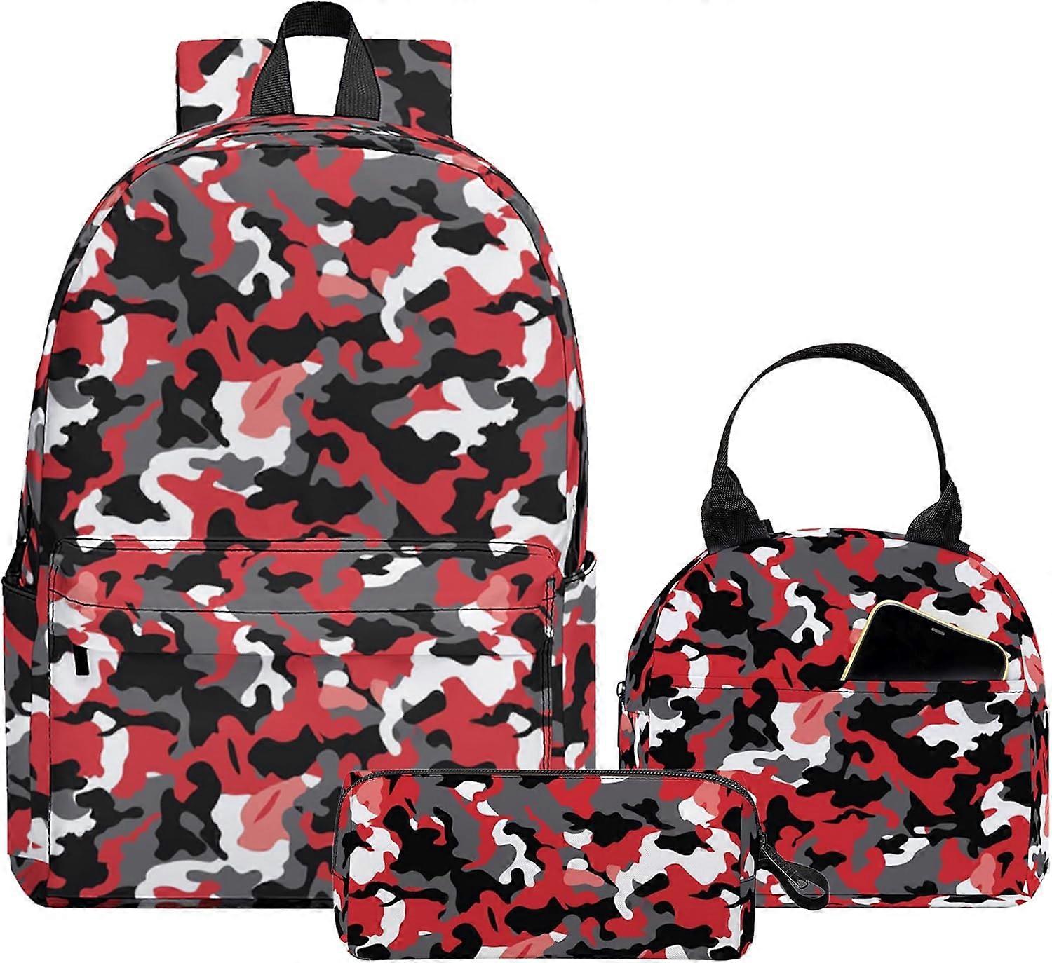 男の子の女の子のための3PCSスクールバックパック、十代の小中高生のためのキッズバックパック、ランチボックス付き大容量17インチランドセル