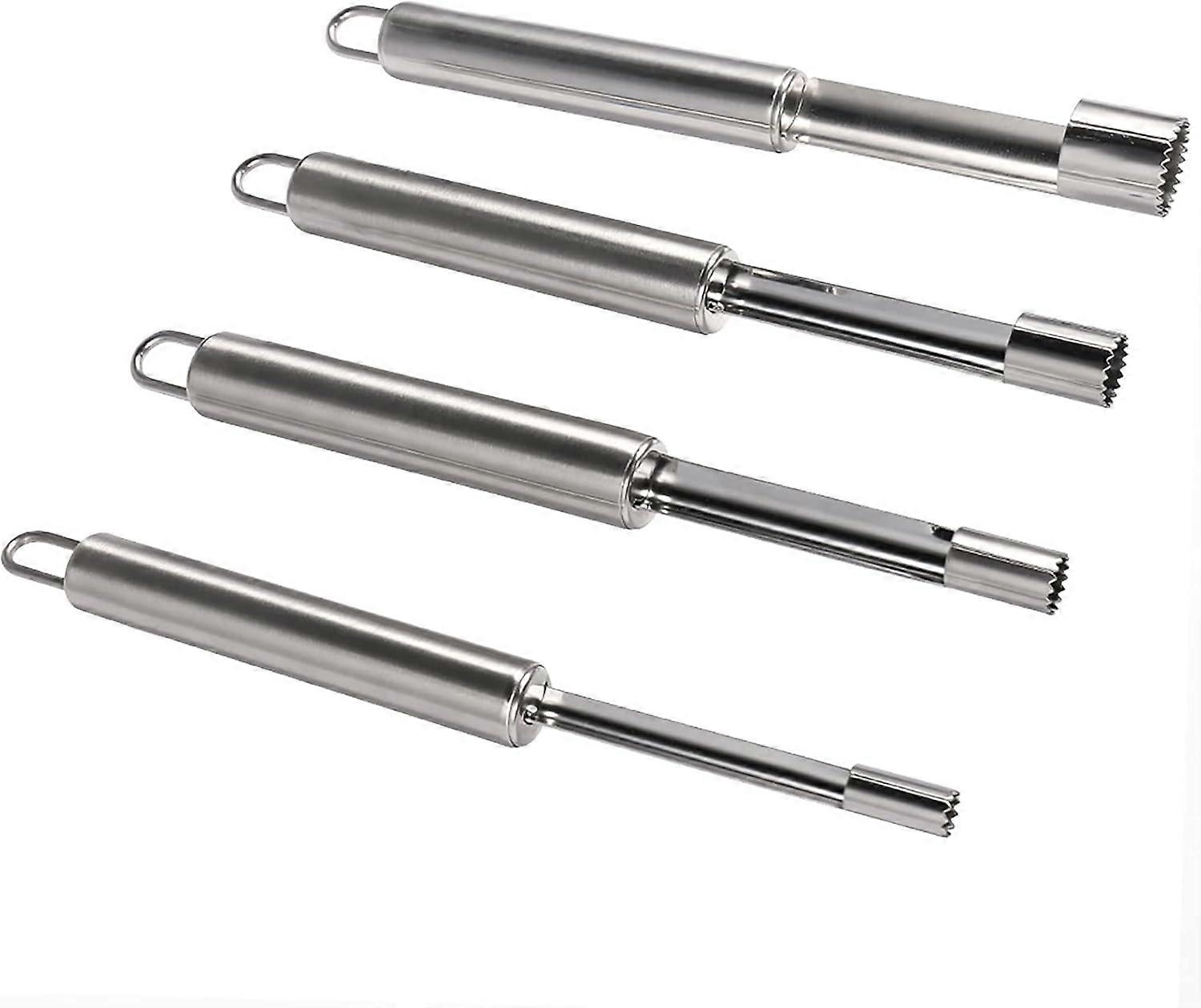 Corer and Pitter, Set of 4,  Multi-Function Corer and Pitter Remover Set, Stainless Steel Core Remover Tool for Apple, Pear, Cherry, Jujube, Red Dates