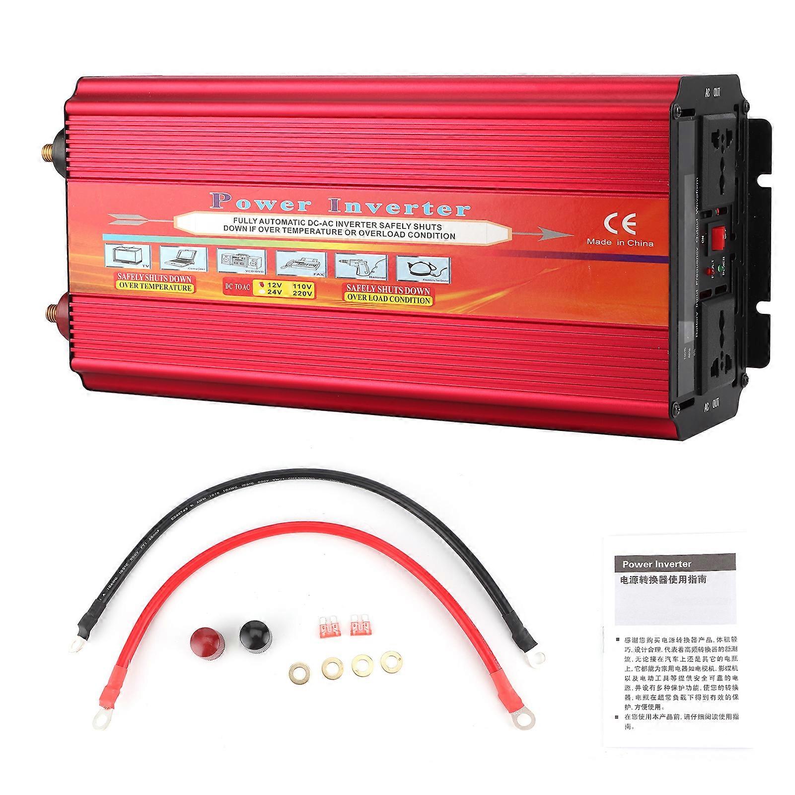 4000W Car LCD Power Converter Modified Sine Wave Inverter with Double Universal Plug Dual Fan(DC12V to AC110V, 60+/3Hz ) E2U711