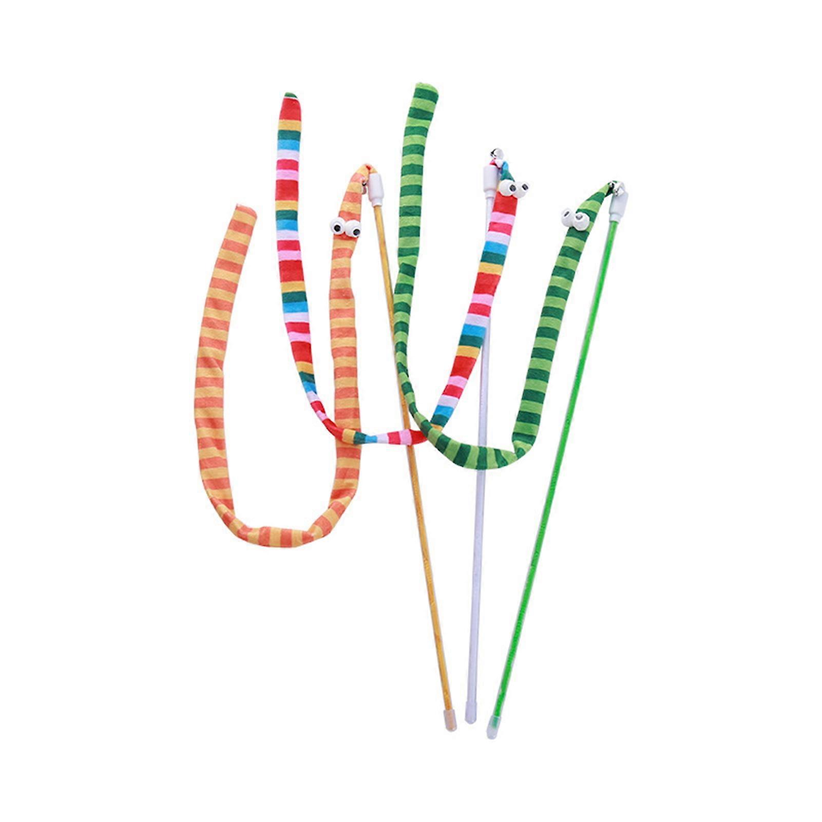 Interactive Cat Stick Toy Playing Teaser Wand with Crisp Bells Scratch-Resistant Bite-Resistant Cute Cartoon Relieve Boredom Soft Cat Tease Stick