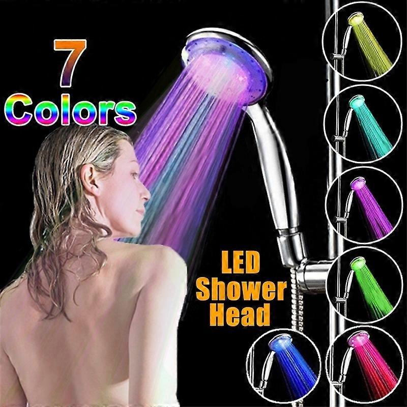 Shower Head LED Rainfall Shower Sprayer Automatically Color-Changing Temperature Sensor Water Saving