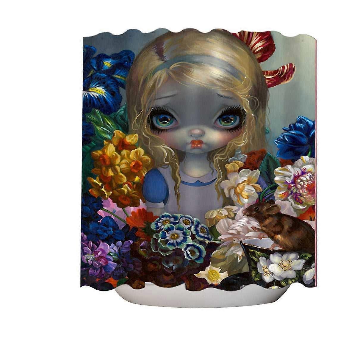 Alice With the Dormouse and Flowers Shower Curtain